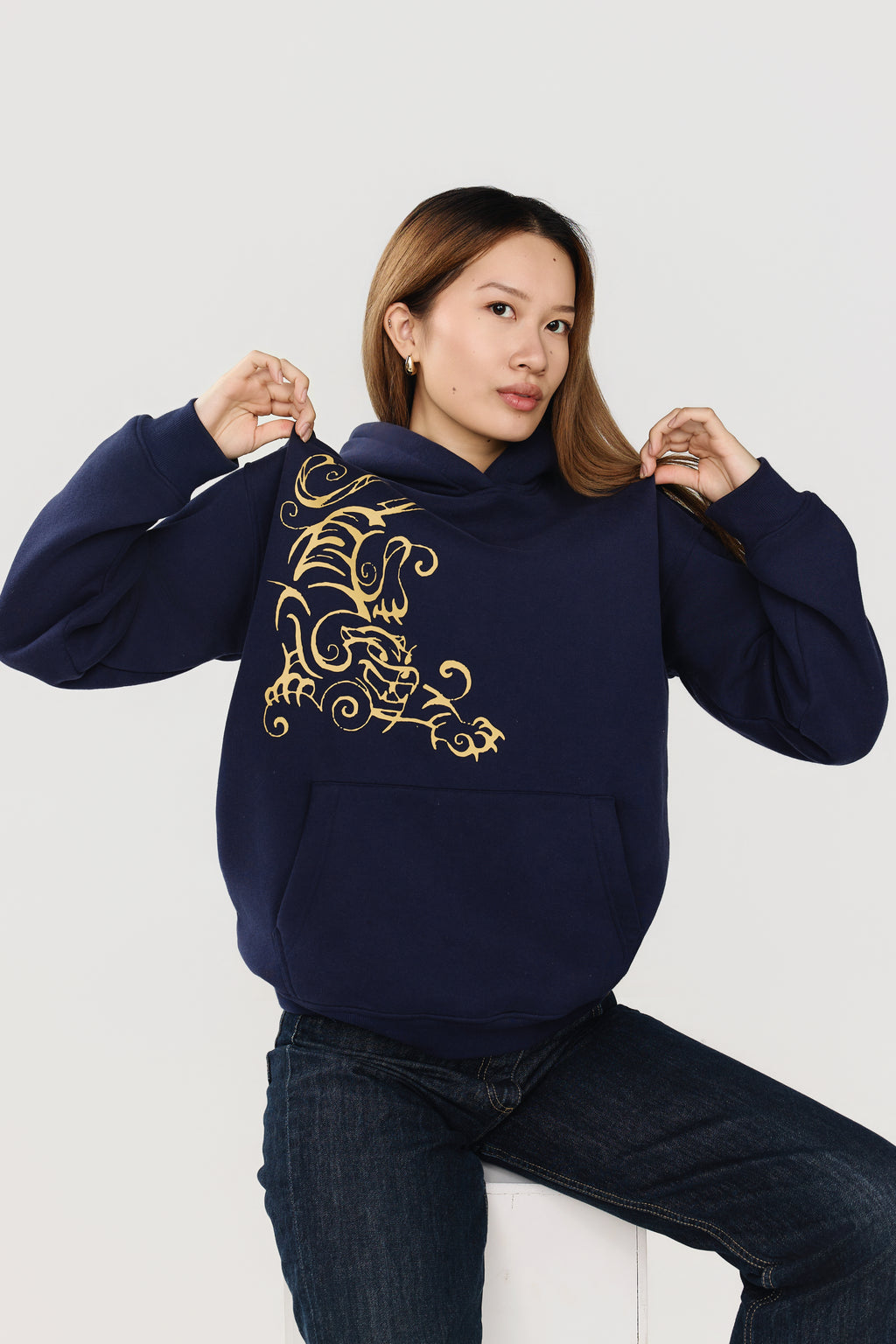 NAVY TIGER HOODIE